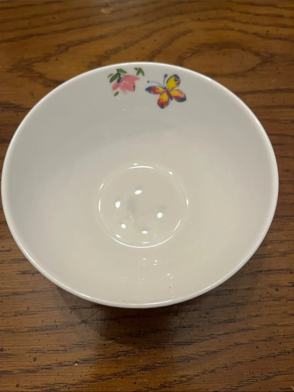 Set of 3 White Ceramic Bowls with Floral & Butterfly Pattern‎